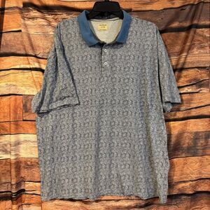 Method Polo Shirt Men's Blue Gray XXL Cotton Blend Grid Pattern Short Sleeve